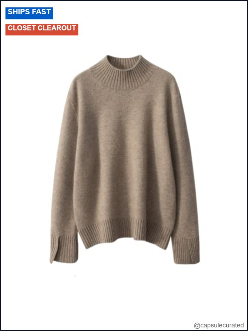 Cashmere Wool Blend Long-Sleeve Turtleneck Sweater - Classic Fit
